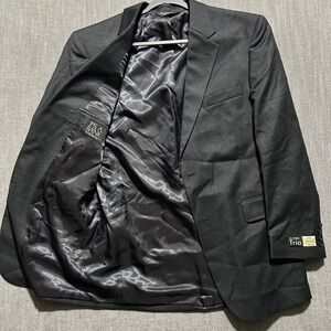 Jos. A. Bank Trio Mens 41R Blazer Jacket 100% Wool Charcoal Gray 2B Notch Lapel
